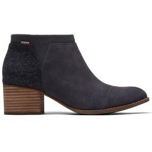 TOMS Women’s Loren Forged Iron Grey Suede Booties (sz 10)